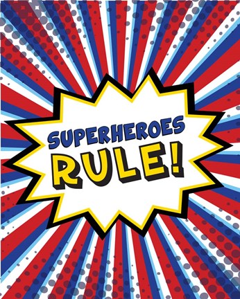 Framed Superheroes Rule Print