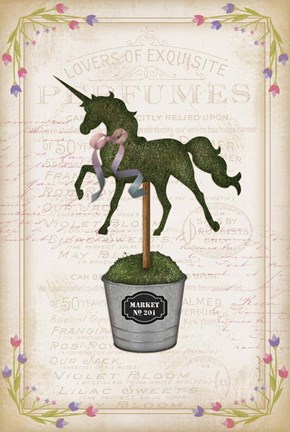 Framed Topiary Unicorn I Print