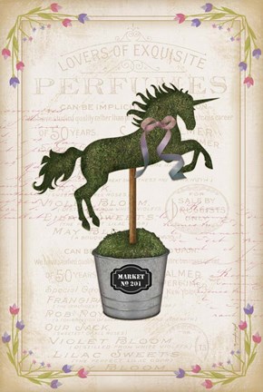 Framed Topiary Unicorn II Print