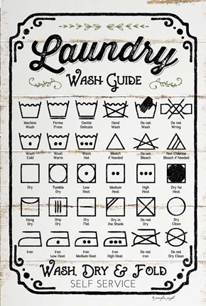 Framed Laundry Wash Guide Print