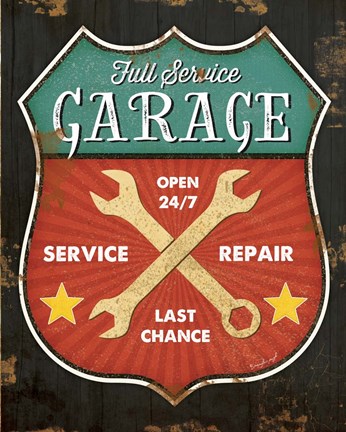 Framed Full Service Garage Print