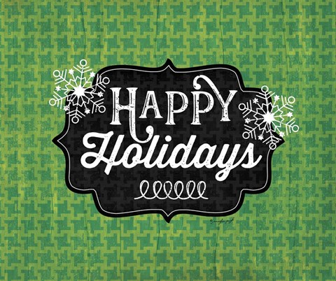 Framed Happy Holidays - Green Print