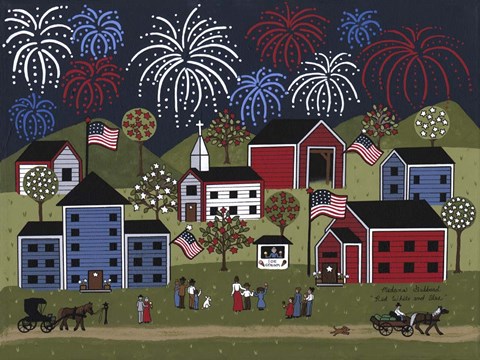 Framed Red White And Blue Print