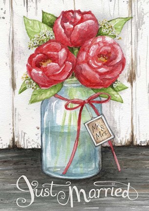 Framed Just Married Peonies Print