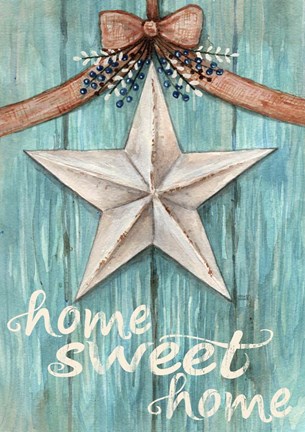Framed White Barn Star with Bow Home White Print