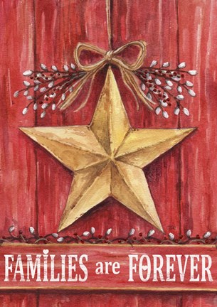 Framed Gold Barn Star Families Are Forever Print