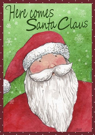 Framed Here Comes Santa In Red Print