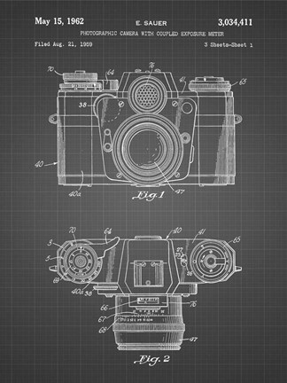 Framed Photographic Camera With Coupled Exposure Meter Patent - Black Grid Print