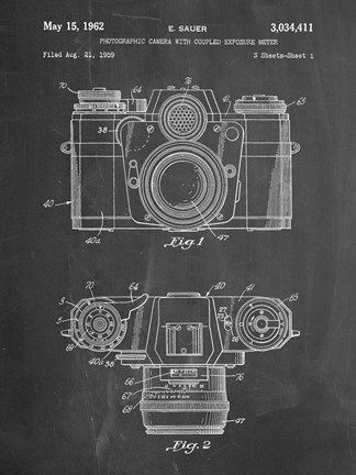 Framed Photographic Camera With Coupled Exposure Meter Patent - Chalkboard Print