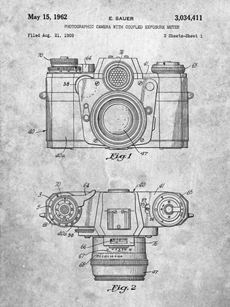 Framed Photographic Camera With Coupled Exposure Meter Patent - Slate Print