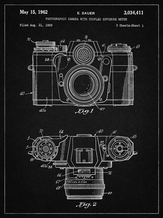 Framed Photographic Camera With Coupled Exposure Meter Patent - Vintage Black Print