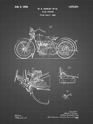 Framed Cycle Support Patent - Black Grid Print