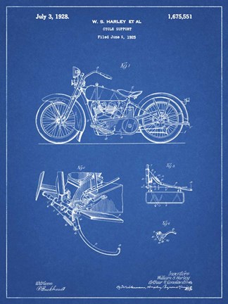 Framed Cycle Support Patent - Blueprint Print