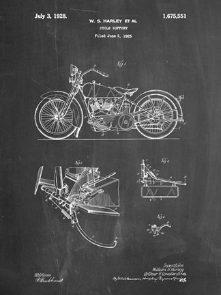 Framed Cycle Support Patent - Chalkboard Print