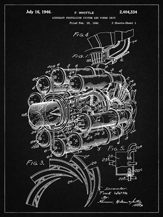 Framed Aircraft Propulsion &amp; Power Unit Patent - Vintage Black Print