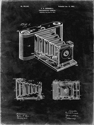 Framed Photographic Camera Patent - Black Grunge Print
