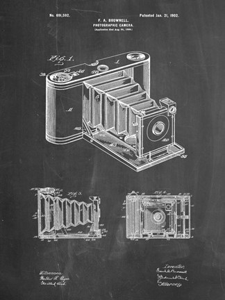 Framed Photographic Camera Patent - Chalkboard Print