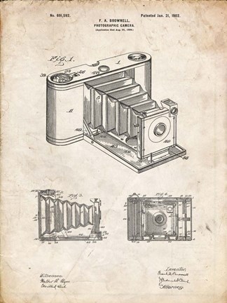 Framed Photographic Camera Patent - Vintage Parchment Print
