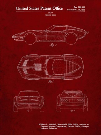Framed Vehicle Body Patent - Burgundy Print