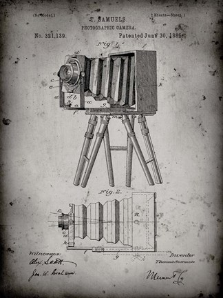 Framed Photographic Camera Patent - Faded Grey Print