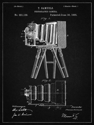 Framed Photographic Camera Patent - Vintage Black Print