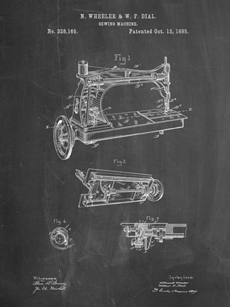 Framed Sewing Machine Patent - Chalkboard Print