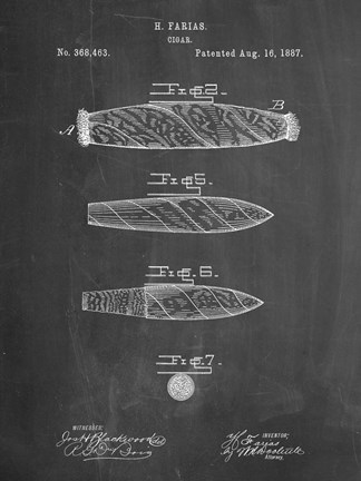 Framed Cigar Patent - Chalkboard Print