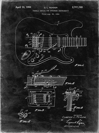 Framed Tremolo Device for Stringed Instruments Patent - Black Grunge Print