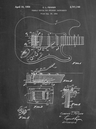 Framed Tremolo Device for Stringed Instruments Patent - Chalkboard Print