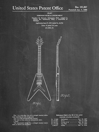 Framed Stringed Musical Instrument Patent - Chalkboard Print