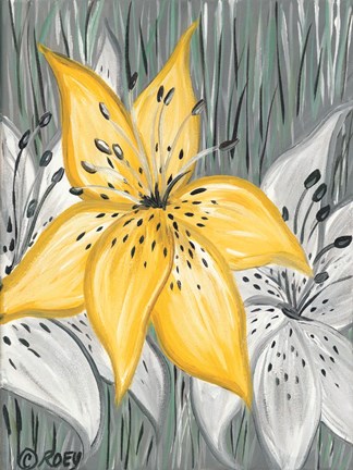 Framed Tiger Lily in Yellow Print