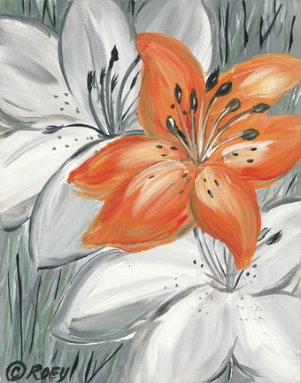 Framed Tiger Lily in Orange Print