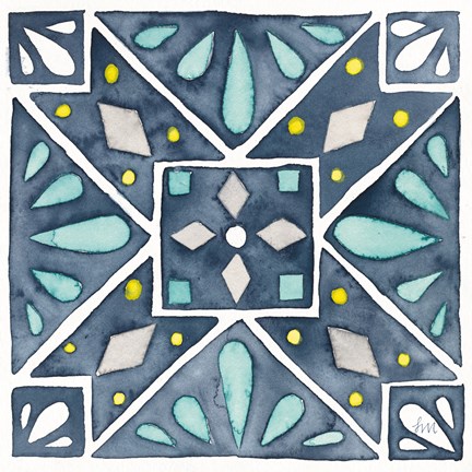 Framed Garden Getaway Tile IX Blue Print
