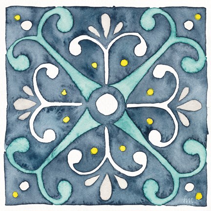 Framed Garden Getaway Tile III Blue Print