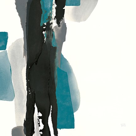 Framed Black and Teal II Print