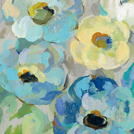 Framed Fresh Teal Flowers II Print