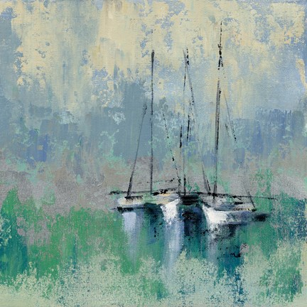 Framed Boats in the Harbor II Print