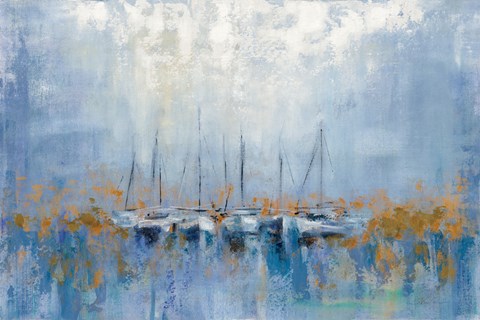 Framed Boats in the Harbor I Print