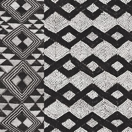 Framed Kuba Cloth Mat I BW Print