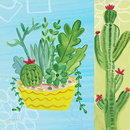 Framed Cacti Garden IV no Birds and Butterflies Print