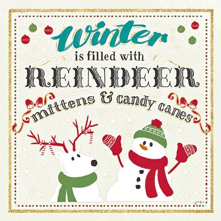 Framed Winter Wonderland I on White Print