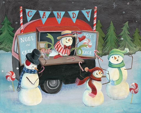 Framed Christmas on Wheels I Light Print