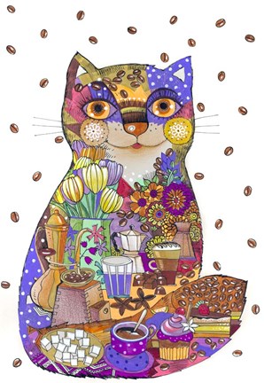 Framed Coffee Cat 3 Print