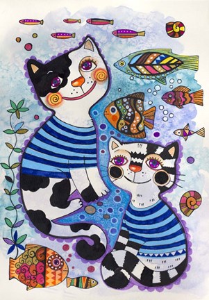 Framed Sea Cats 3 Print