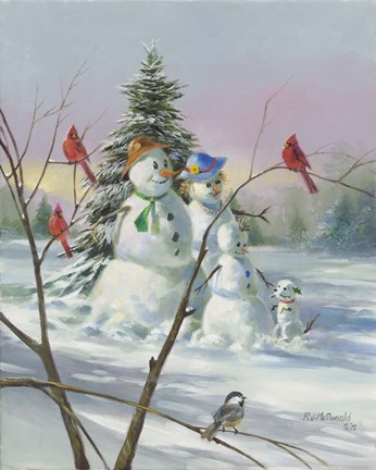 Framed Snow Family Print