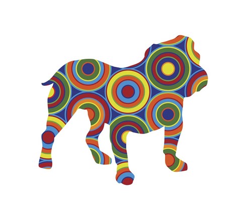 Framed Bulldog Abstract Circles Print