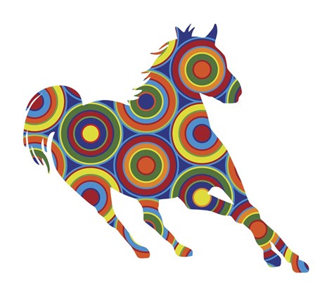 Framed Horse Abstract Circles Print