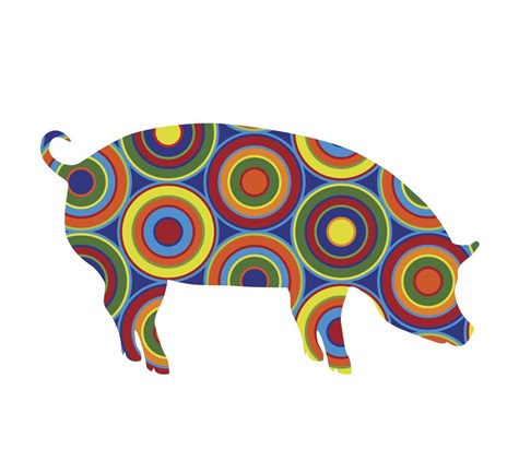 Framed Pig Abstract Circles Print