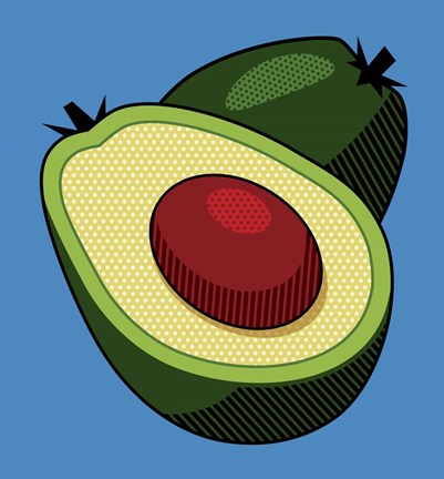 Framed Avocado On Blue Print