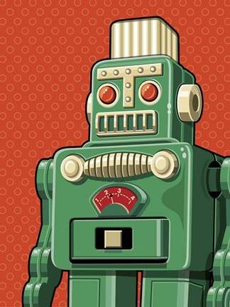 Framed Vintage Green Robot Print
